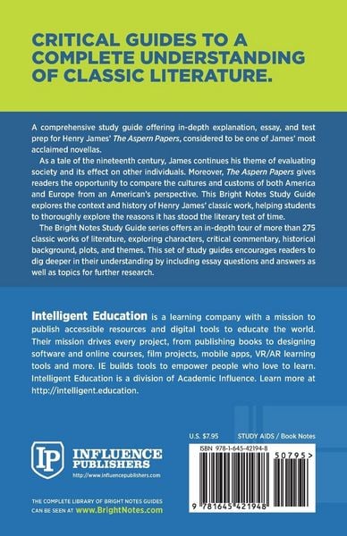 Produktbild: Study Guide to The Aspern Papers by Henry James
