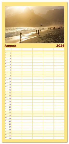 Produktbild: Familienplaner 2026 - An Rio's Str&auml;nden mit 5 Spalten (Wandkalender, 21 x 45 cm) CALVENDO