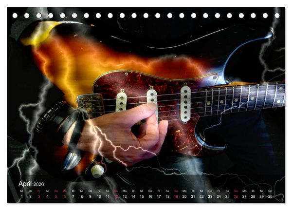 Produktbild: Rockgitarren Power (Tischkalender 2026 DIN A5 quer), CALVENDO Monatskalender