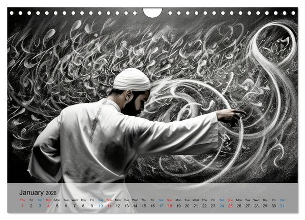 Produktbild: Arabic floating calligraphy as artwork (Wall Calendar 2026 DIN A4 landscape), CALVENDO 12 Month Wall Calendar