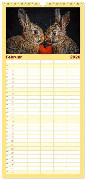 Produktbild: Familienplaner 2026 - Lustige Hasengeschichten mit 5 Spalten (Wandkalender, 21 x 45 cm) CALVENDO