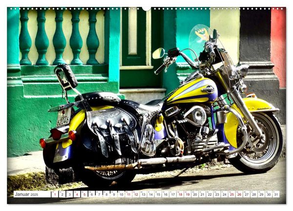 Produktbild: Harley-Davidson - Eine Kultmarke in Kuba (hochwertiger Premium Wandkalender 2025 DIN A2 quer), Kunstdruck in Hochglanz