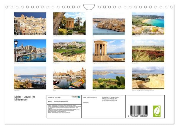 Produktbild: Malta - Juwel im Mittelmeer (Wandkalender 2026 DIN A4 quer), CALVENDO Monatskalender