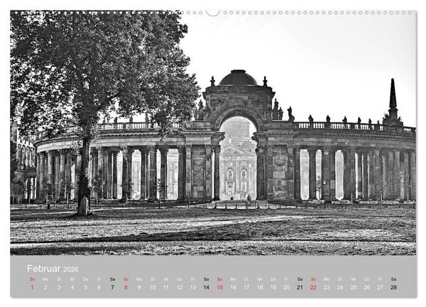 Produktbild: Potsdam schwarz auf wei&szlig; (hochwertiger Premium Wandkalender 2026 DIN A2 quer), Kunstdruck in Hochglanz