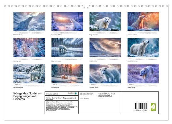 Produktbild: K&ouml;nige des Nordens - Begegnungen mit Eisb&auml;ren (Wandkalender 2027 DIN A3 quer), CALVENDO Monatskalender