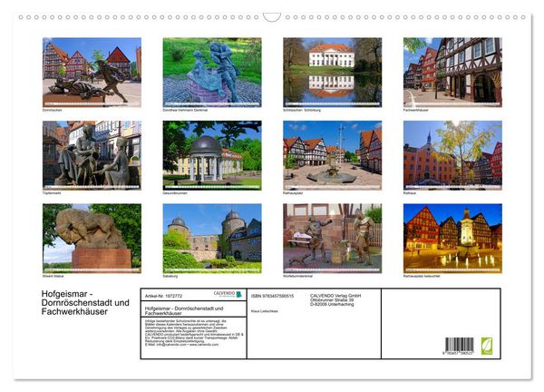 Produktbild: Hofgeismar - Dornr&ouml;schenstadt und Fachwerkh&auml;user (Wandkalender 2026 DIN A2 quer), CALVENDO Monatskalender