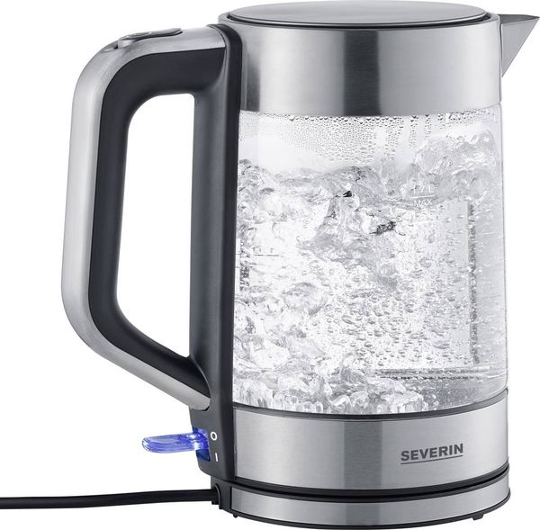 Produktbild: Severin WK 3420 Wasserkocher kabelgebunden Glas, Edelstahl (geb&uuml;rstet), Schwarz Fassungsverm&ouml;gen: 1.7 l