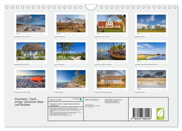 Produktbild: Fischland - Dar&szlig; - Zingst: Zwischen Meer und Bodden (Wandkalender 2026 DIN A4 quer), CALVENDO Monatskalender