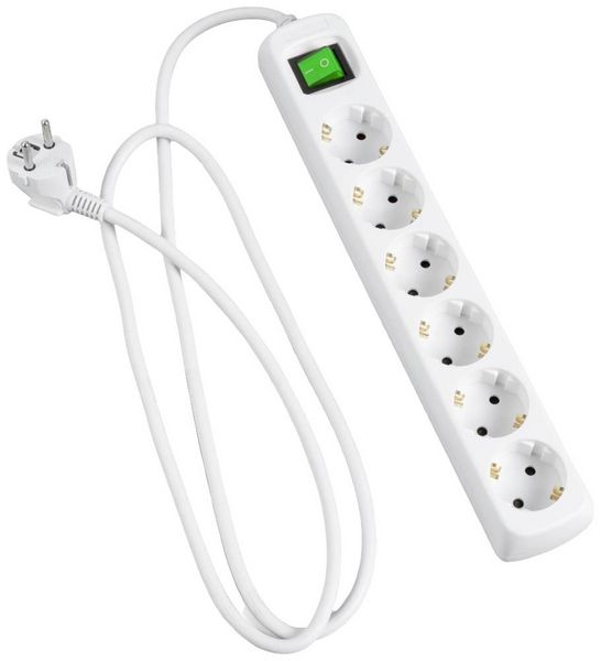 Produktbild: Hama 00223008 Steckdosenleiste mit Schalter Wei&szlig; Schutzkontakt 1 St.