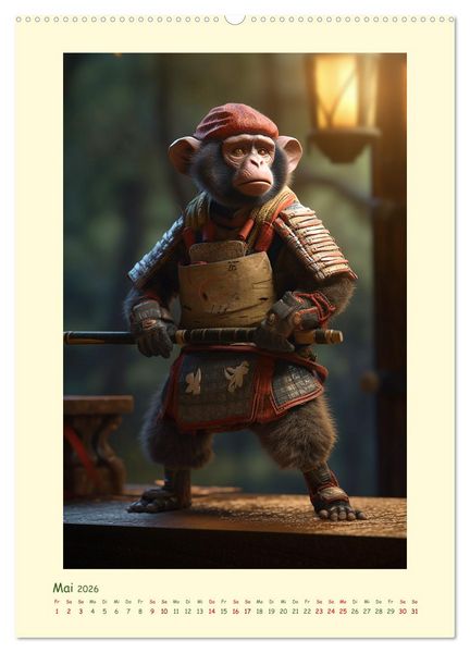 Produktbild: Tierische Samurai (Wandkalender 2026 DIN A2 hoch), CALVENDO Monatskalender