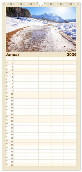 Produktbild: Familienplaner 2026 - Rund um Mittenwald mit 5 Spalten (Wandkalender, 21 x 45 cm) CALVENDO