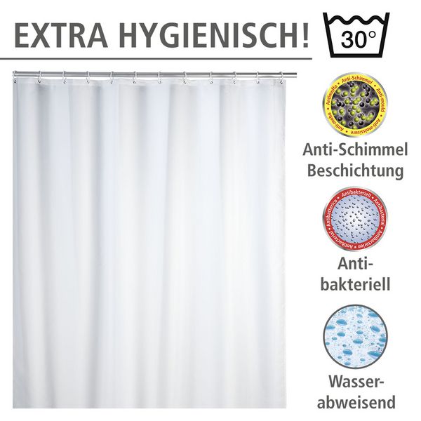 Produktbild: Anti-Schimmel Duschvorhang Uni White, 180 x 200 cm, Textil (Polyester), 180 x 200 cm, waschbar