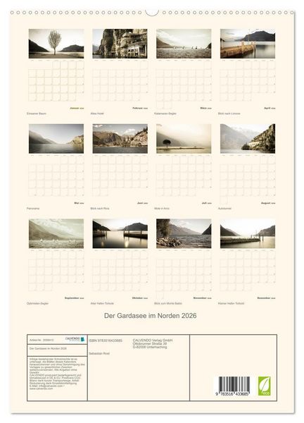 Produktbild: Der Gardasee im Norden 2026 (hochwertiger Premium Wandkalender 2026 DIN A2 hoch), Kunstdruck in Hochglanz