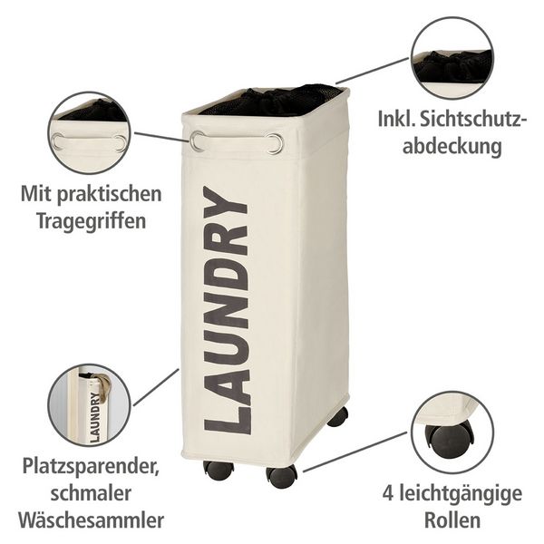 Produktbild: W&auml;schesammler Mod. Corno Beige, W&auml;schekorb, 43 l
