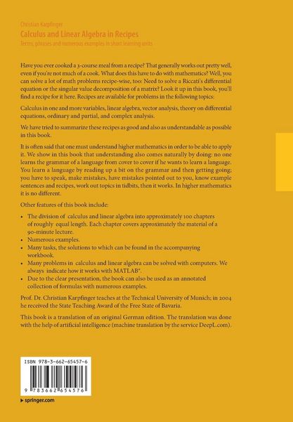 Produktbild: Calculus and Linear Algebra in Recipes