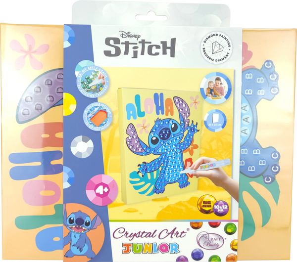 Produktbild: Craft Buddy CAJK-31DNY003 - Crystal Art Junior, Disney Stitch, Bastelset mit Keilrahmen, Diamond Painting