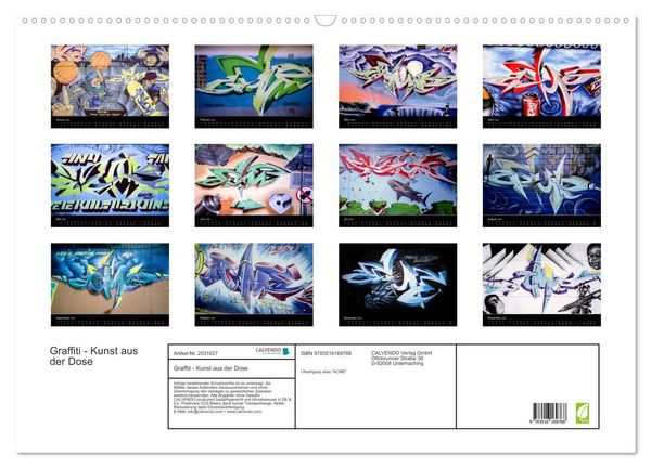 Produktbild: Graffiti - Kunst aus der Dose (Wandkalender 2026 DIN A2 quer), CALVENDO Monatskalender