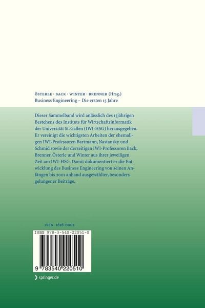 Produktbild: Business Engineering &mdash; Die ersten 15 Jahre