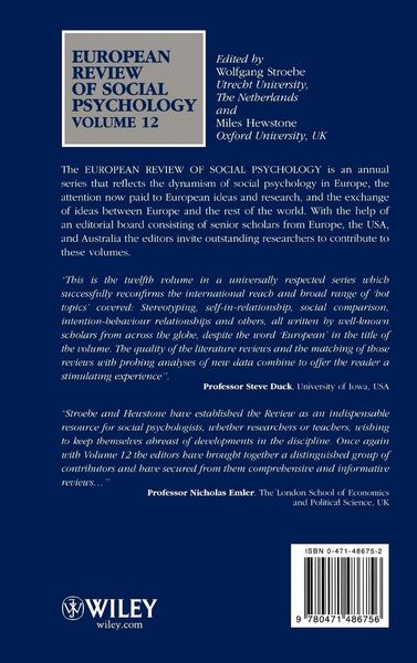 Produktbild: Stroebe: European Review of Social Psychology V12