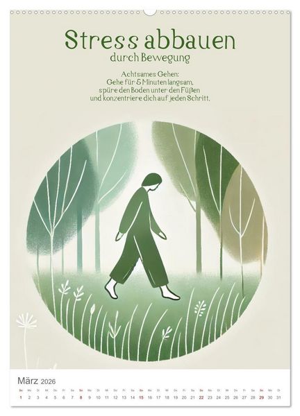 Produktbild: Dein Anti-Stress Kalender - Monatliche Inspirationen f&uuml;r mehr Entspannung (Wandkalender 2026 DIN A2 hoch), CALVENDO Monatskalender