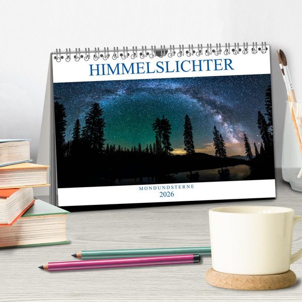 Produktbild: Himmelslichter - Mond und Sterne (Tischkalender 2026 DIN A5 quer), CALVENDO Monatskalender