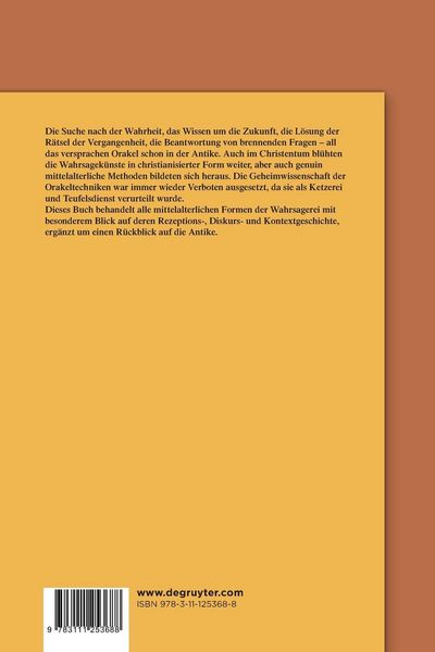 Produktbild: Kulturgeschichte der mittelalterlichen Wahrsagerei