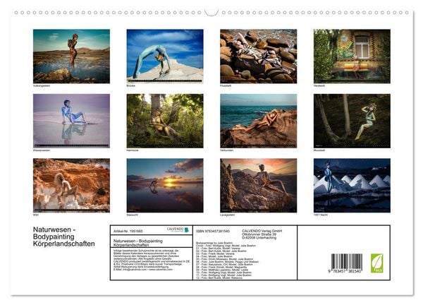 Produktbild: Naturwesen - Bodypainting K&ouml;rperlandschaften (hochwertiger Premium Wandkalender 2026 DIN A2 quer), Kunstdruck in Hochglanz
