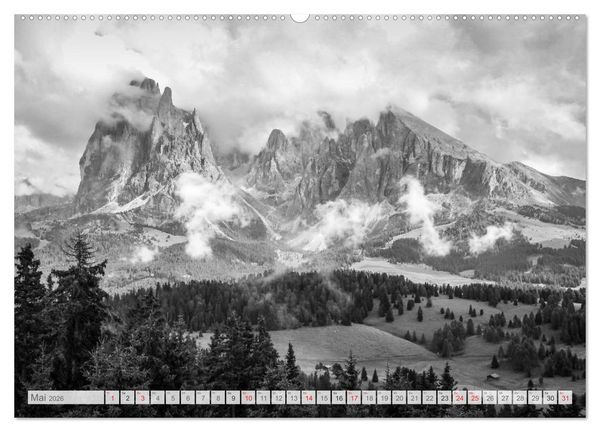 Produktbild: Bergpixels Schwarz-Wei&szlig;e Gebirgstr&auml;ume (Wandkalender 2026 DIN A2 quer), CALVENDO Monatskalender