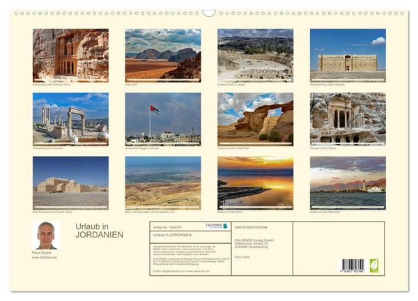 Produktbild: Urlaub in JORDANIEN (Wandkalender 2026 DIN A2 quer), CALVENDO Monatskalender