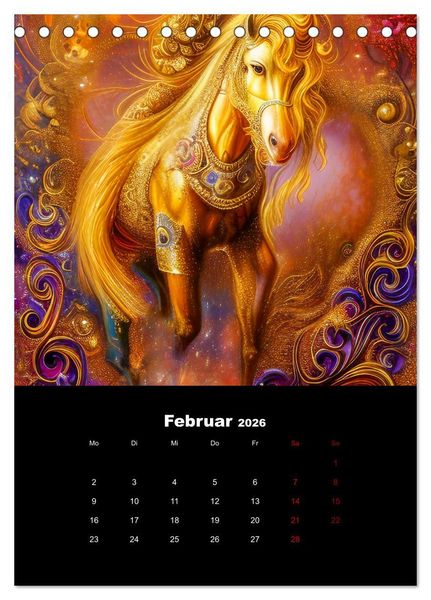 Produktbild: Pferde im goldenen Kleid (Tischkalender 2026 DIN A5 hoch), CALVENDO Monatskalender