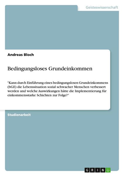 Produktbild: Bedingungsloses Grundeinkommen