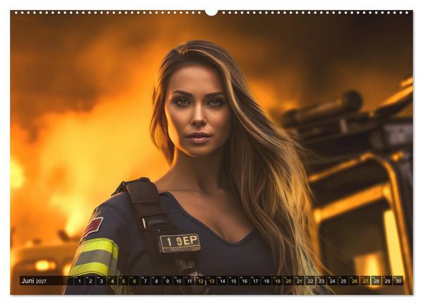 Produktbild: Sexy Feuerwehrfrauen: Hitzige Heldinnen zwischen Lippenstift und L&ouml;scheinsatz (hochwertiger Premium Wandkalender 2027 DIN A2 quer), Kunstdruck in Hochglanz