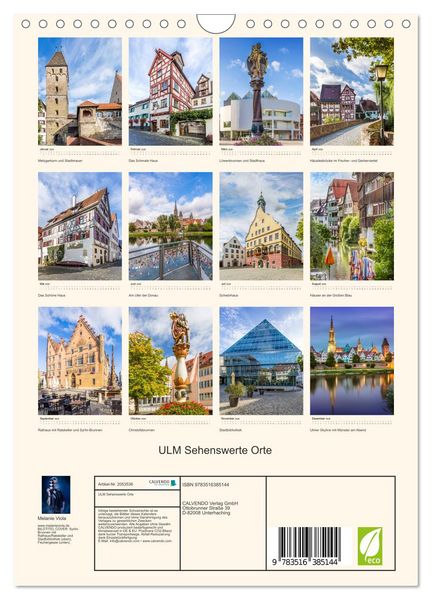 Produktbild: ULM Sehenswerte Orte (Wandkalender 2026 DIN A4 hoch), CALVENDO Monatskalender