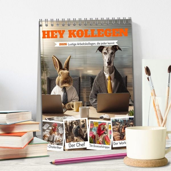 Produktbild: Hey Kollegen - Lustige Arbeitskollegen, die jeder kennt (Tischkalender 2026 DIN A5 hoch), CALVENDO Monatskalender