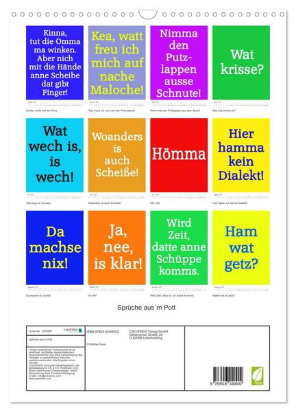 Produktbild: Spr&uuml;che aus&acute;m Pott (Wandkalender 2026 DIN A3 hoch), CALVENDO Monatskalender