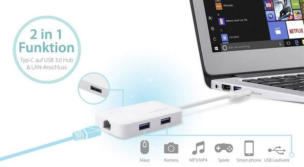 Produktbild: EDIMAX EU-4308 Netzwerkadapter USB-A (USB 3.2 Gen 2)