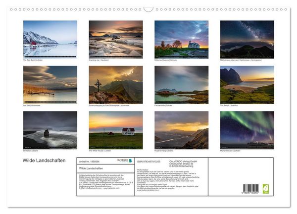 Produktbild: Wilde Landschaften (Wandkalender 2026 DIN A2 quer), CALVENDO Monatskalender