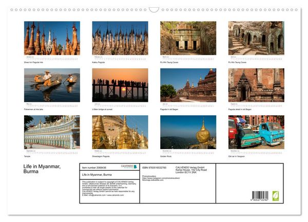 Produktbild: Life in Myanmar, Burma (Wall Calendar 2026 DIN A2 landscape), CALVENDO 12 Month Wall Calendar