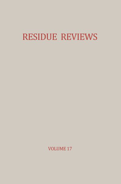 Produktbild: Residue Reviews / R&uuml;ckstands-Berichte