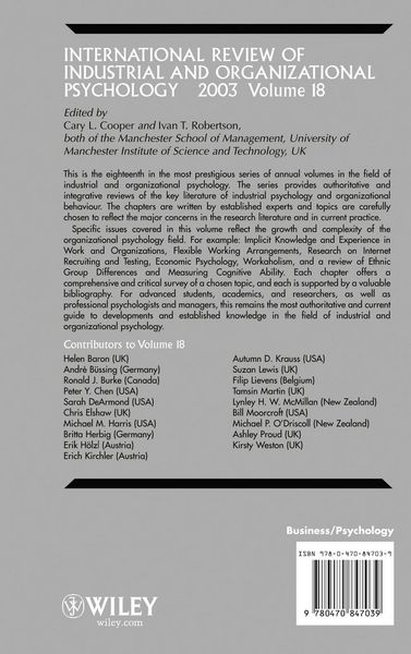 Produktbild: Intl Rev of Indust & Org Psych 2003 V18