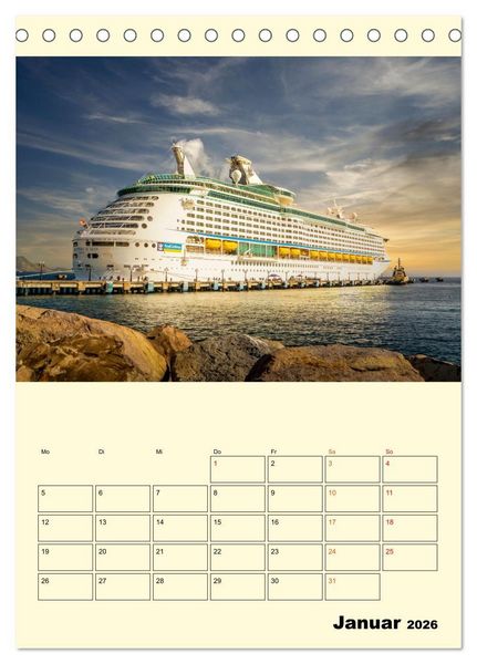 Produktbild: Kreuzfahrtschiffe - die Welt ist dein Ziel (Tischkalender 2026 DIN A5 hoch), CALVENDO Monatskalender