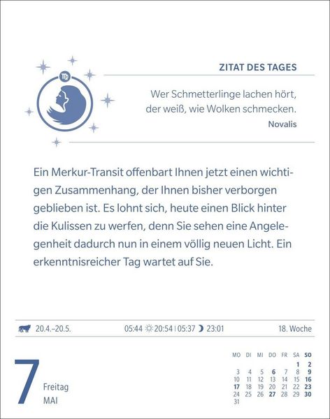 Produktbild: Jungfrau Sternzeichenkalender 2027 - Tagesabrei&szlig;kalender - Ihr Horoskop f&uuml;r jeden Tag
