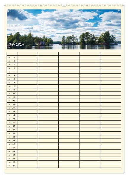 Produktbild: Urlaubsparadiese - Familienplaner (hochwertiger Premium Wandkalender 2026 DIN A2 hoch), Kunstdruck in Hochglanz