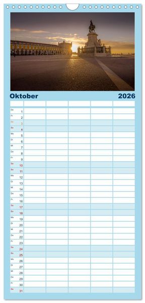 Produktbild: Familienplaner 2026 - Eine Stadt voller Charme - Lissabon mit 5 Spalten (Wandkalender, 21 x 45 cm) CALVENDO