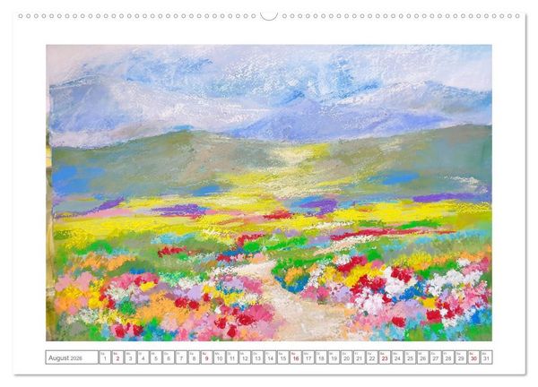 Produktbild: Im Rausch der Bl&uuml;ten - Farbenfroh gemalte Blumenwiesen (Wandkalender 2026 DIN A2 quer), CALVENDO Monatskalender