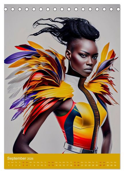 Produktbild: African beauties in a feather style (Desk Calendar 2026 DIN A5 portrait), CALVENDO 12 Month DeskCalendar