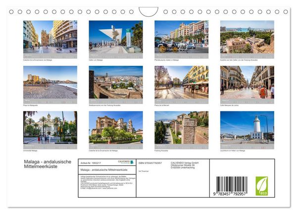 Produktbild: Malaga - andalusische Mittelmeerk&uuml;ste (Wandkalender 2026 DIN A4 quer), CALVENDO Monatskalender