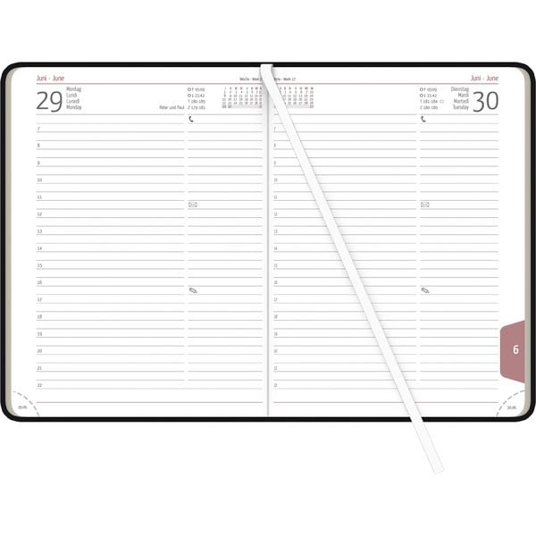 Produktbild: Buchkalender Tucson schwarz 2026 - mit Registerschnitt - Büro-Kalender A5 - 1 Tag 1 Seite - 416 Seiten - Tucson-Einband - Zettler