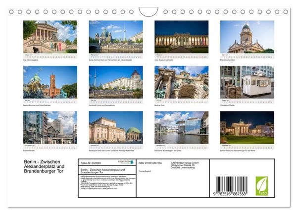 Produktbild: Berlin - Zwischen Alexanderplatz und Brandenburger Tor (Wandkalender 2027 DIN A4 quer), CALVENDO Monatskalender