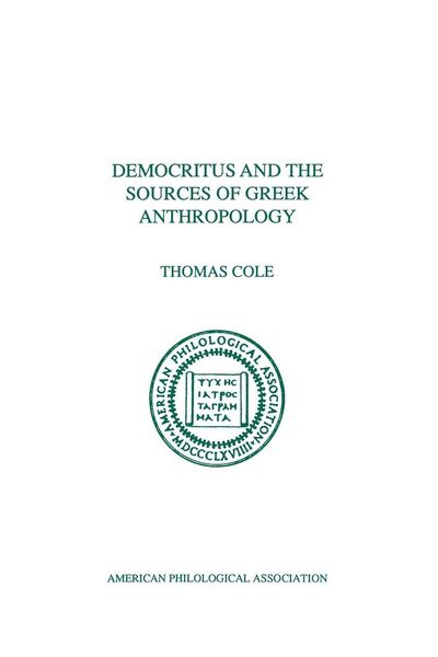 Produktbild: Democritus and the Sources of Greek Anthropology